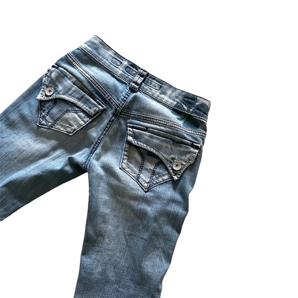 🤑🧑🏻🎤☘️MISS SIXTY Y2K Lucky Green SHAMROCK Denim Capris🤑☘️🧑🏻🎤 - Picture 1 of 7